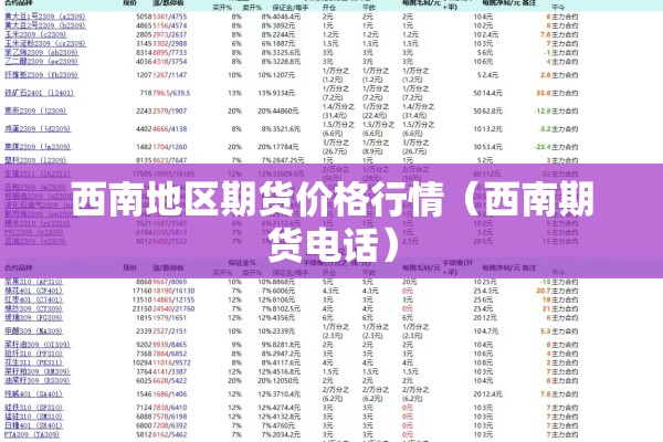 西南地区期货价格行情（西南期货电话）