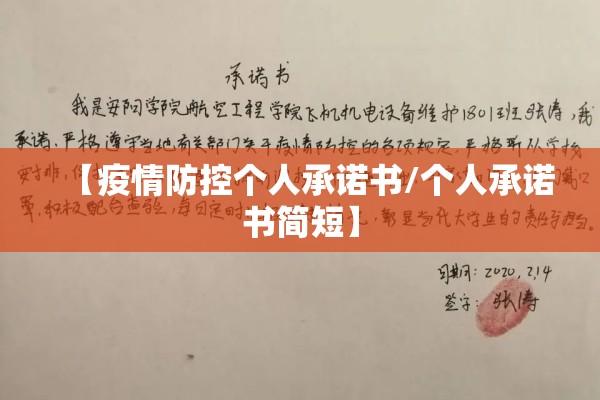 【疫情防控个人承诺书/个人承诺书简短】