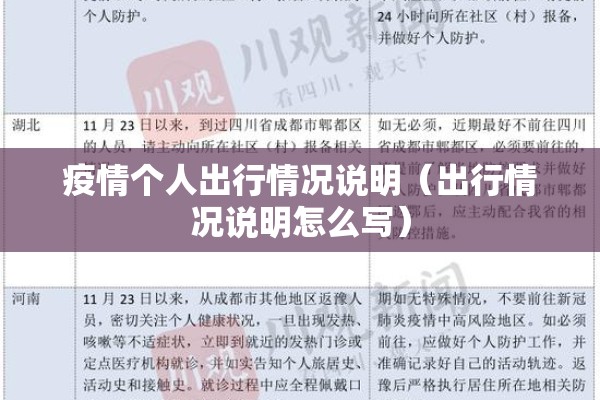 疫情个人出行情况说明（出行情况说明怎么写）