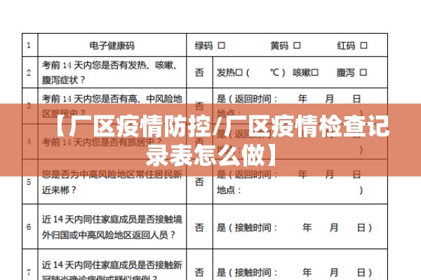 【厂区疫情防控/厂区疫情检查记录表怎么做】
