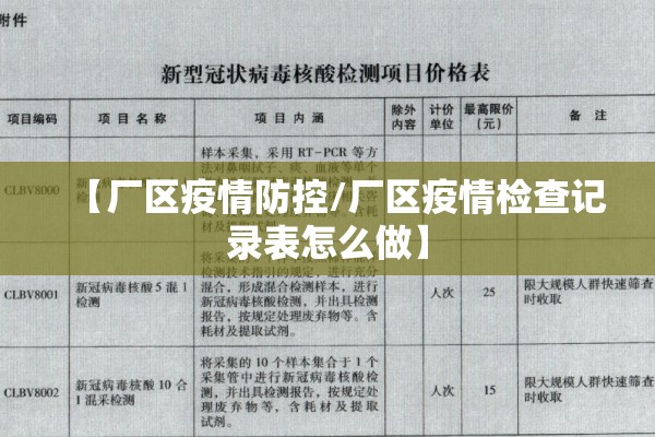 【厂区疫情防控/厂区疫情检查记录表怎么做】