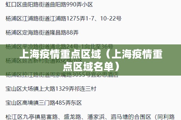 上海疫情重点区域（上海疫情重点区域名单）