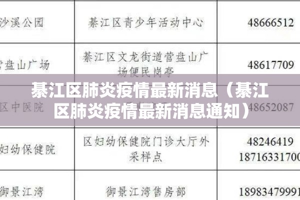 綦江区肺炎疫情最新消息（綦江区肺炎疫情最新消息通知）
