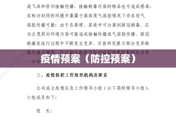 疫情预案（防控预案）
