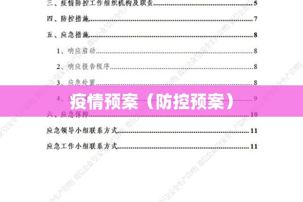 疫情预案（防控预案）