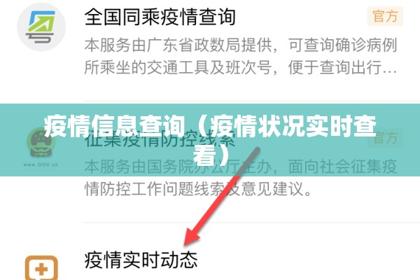 疫情信息查询（疫情状况实时查看）