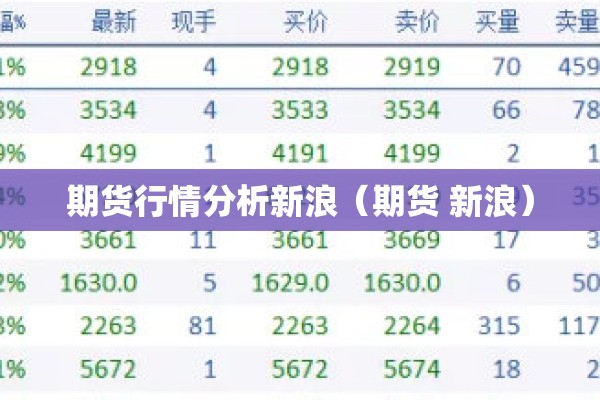 期货行情分析新浪（期货 新浪）